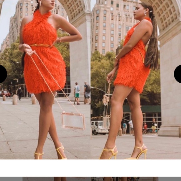 Zara orange fringe halter neck dress XL - Picture 4 of 15